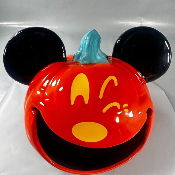 Disney Parks Mickey Mouse Candy Pumpkin Bowl Ceramic Halloween Jack Lantern 2023 - Picture 2 of 16